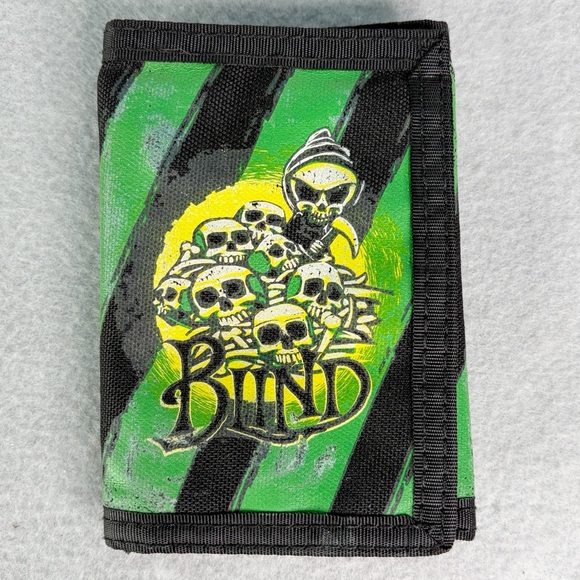 Blind Skateboard Wallet Skeleton Grim ReaperVintage 90s Rare Trifold Grunge